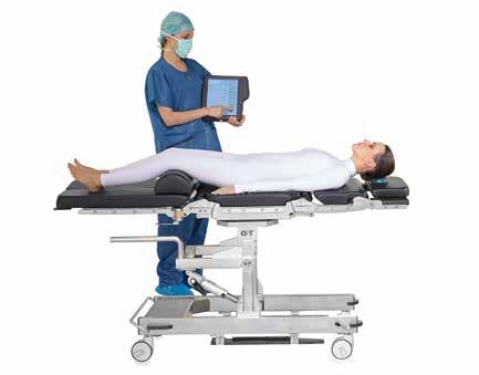 that allows the movement of the sections when they are installed on the trolley. This allows to position the patient in advance and thus reducing preparation time between the operations.