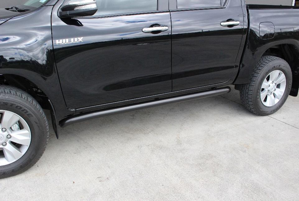 Protects sills from snes and debris Stylish design Highly polished finish 4PY0SSMC PNZ44-89050 Side Pipes - Black Enhance the appearance of your Hilux with these stylish side