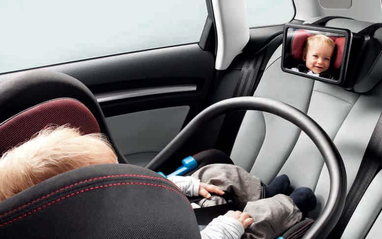 2 Audi baby mirror The velcro fastener enables the baby mirror to be easily attached to the rear seat