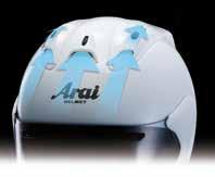 The middle layer consists of a very special material, a very strong and light chemical fibre exclusive to Arai.