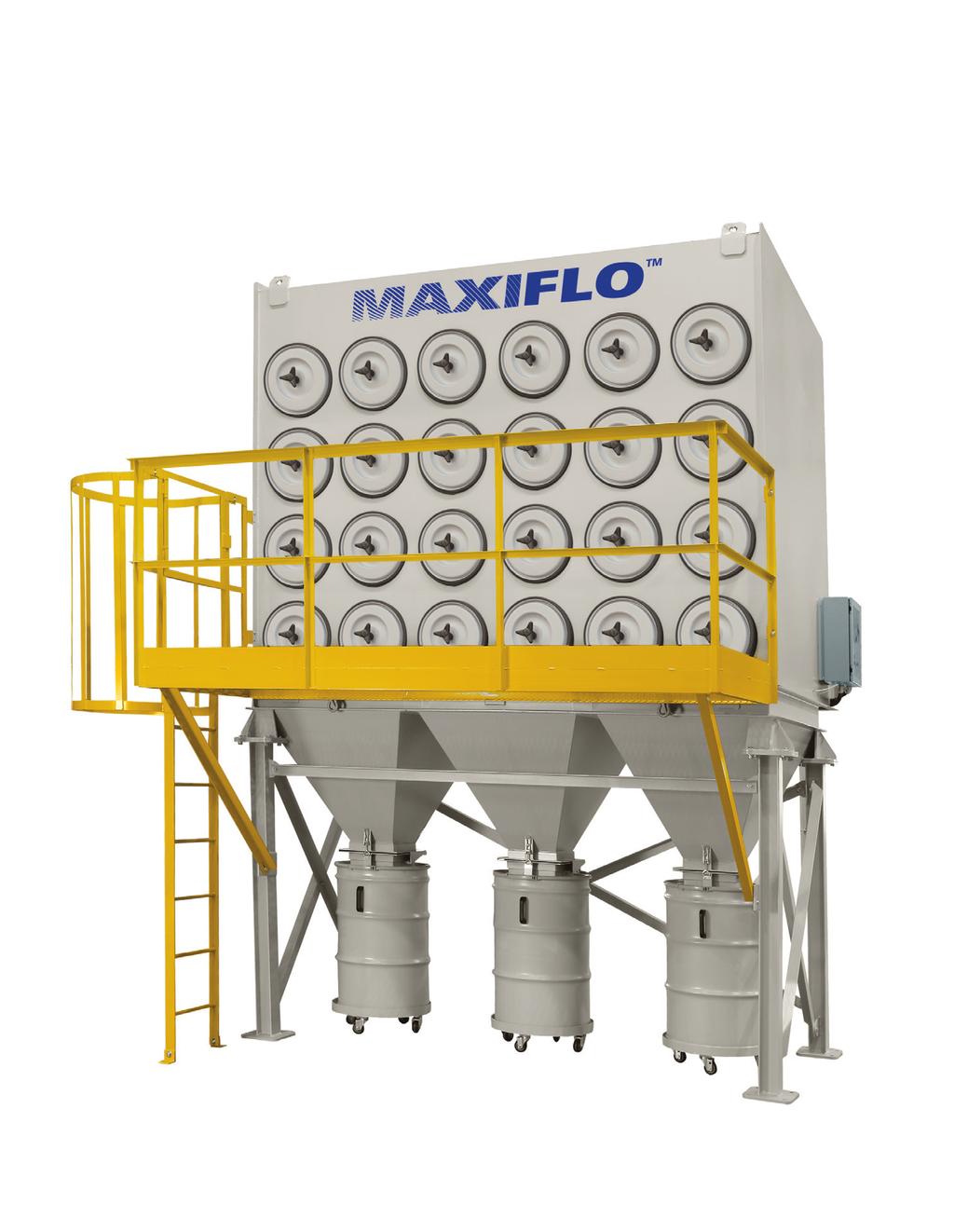 MAXIFLO dust collector is a horizontal down flow type dust