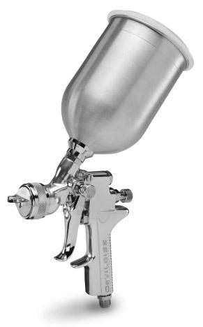 Combining the advantages of gravity feed fluid delivery with advanced quality and performance, the GFG-618 conventional air spray gun offers high transfer efficiency for small applications that