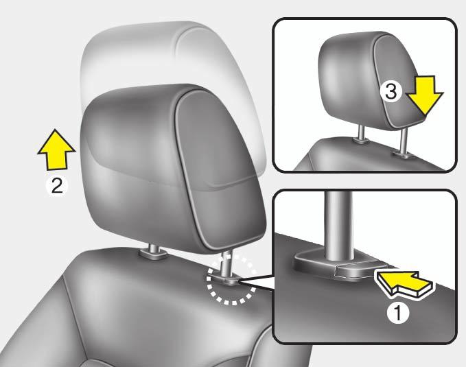 If the vehicle is equipped with an active headrest, you can not remove the headrest. Make sure the headrest locks in position after adjusting it to properly protect the occupants.