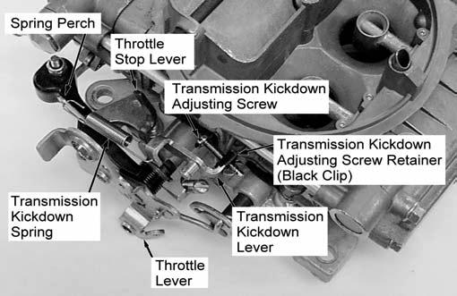 Remove the lockout screw from the kickdown actuating lever. 2. Install the transmission adjusting screw and the black screw lock clip. See Figure 2. 3.