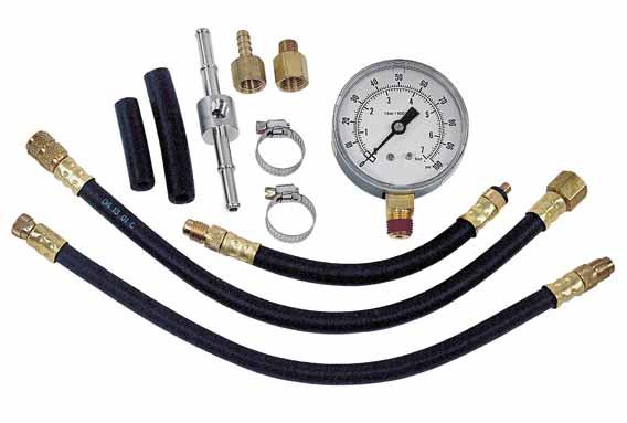 ATD-5567 Fuel Injection Pressure Tester Owner s Manual Basic fuel injection tester includes large and small Schrader adapters, M6-1.00 O-ring adapter and tee manifold.