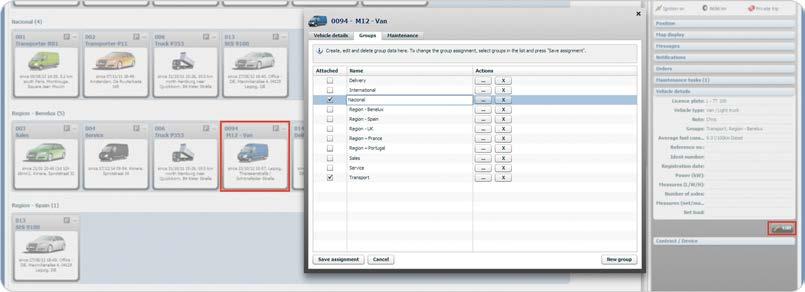 Ensure that all vehicles with the same hardware installation report to WEBFLEET in the same way, by copying all basic settings and configurations from one vehicle to multiple other vehicles including