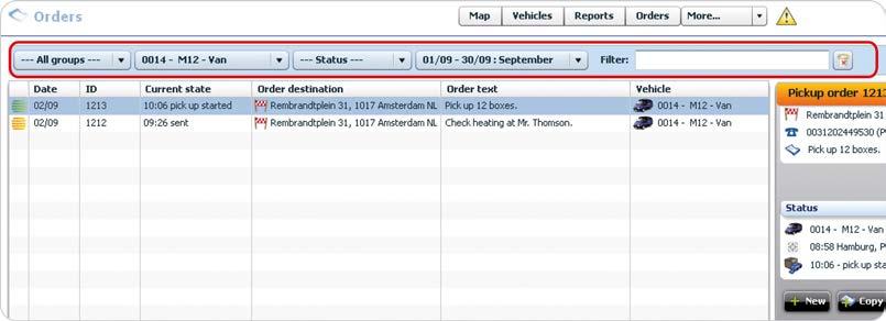 Tracking and tracing Tracking and tracing In this chapter you will learn how to see an overview of all orders from all vehicles and how to find out where your vehicles are right now and at any time.