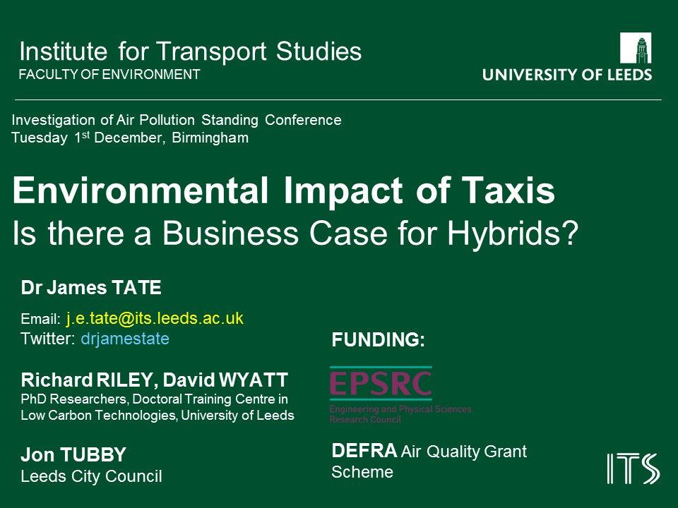 Environmental Impact of Taxis Is there a Business Case