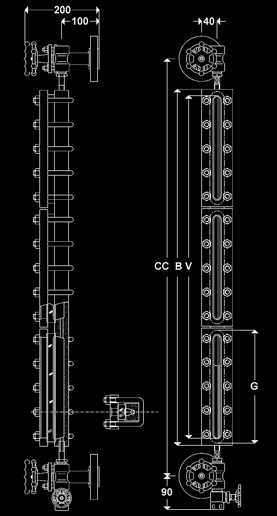 Reflex Level Gauges type BR23 GP11, GP12, G41/42 and GS41/42 valves Fig. 839.
