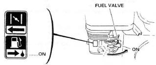 Turn the Fuel Control To the ON Position Move the choke lever to the CLOSED position.