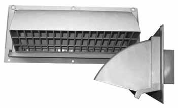 WALL VENTS EXTERIOR (cont d) RANGE HOODS UV stabilized, polymer resin Cut away screen option Removable damper Adaptable for intake or exhaust applications Built in drip edge Ideal for use in rain