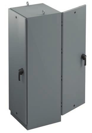 NEMA Type 4 Ground-Mount Enclosure Ground-Mount Enclosures Type 4 Single-Door Dual-Access Free-Standing with 3-Point Locking Application Houses electrical controls and instruments Easy access panels