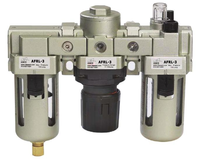 air preparation units Features and benefits All models include L-mount bracket, gauge, and metal bowl shields. Polycarbonate filter and lubricator bowls (metal bowls standard on AFRL-8).
