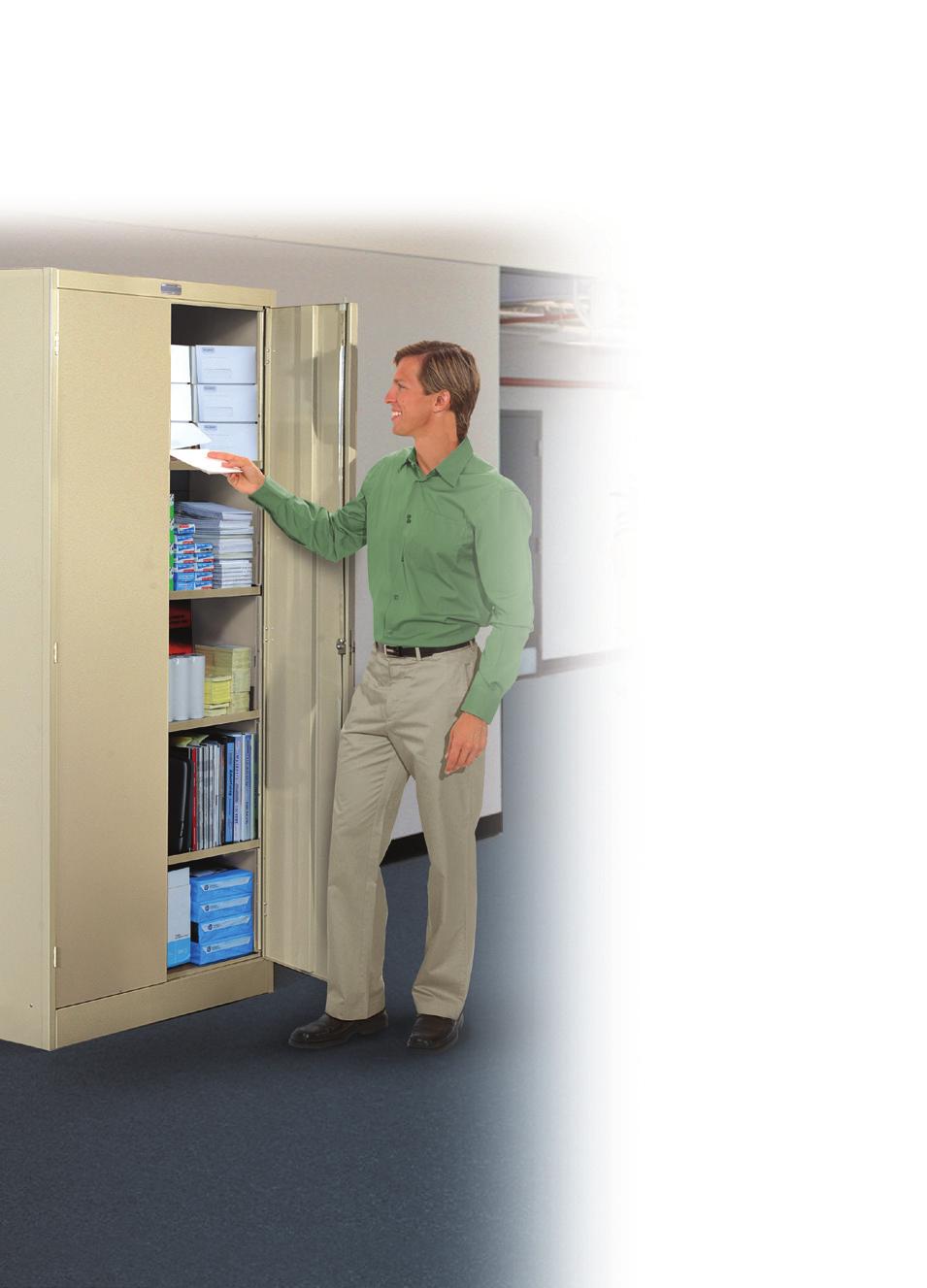 Storage Cabinets STORAGE CABINETS - STANDARD, WARDROBE AND COMBINATION Constructed of 20 gauge steel, Salsbury 9000, 9100 and 9200 series storage cabinets are ideal for offices,