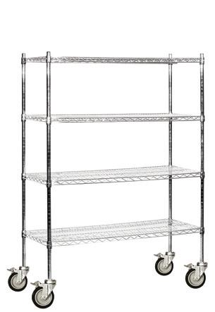 Wire Shelving - Mobile and Stationary WIRE SHELVING - MOBILE Constructed of industrial grade welded wire and certified by the National Sanitation Foundation (NSF), 9500M and 9600M series mobile wire