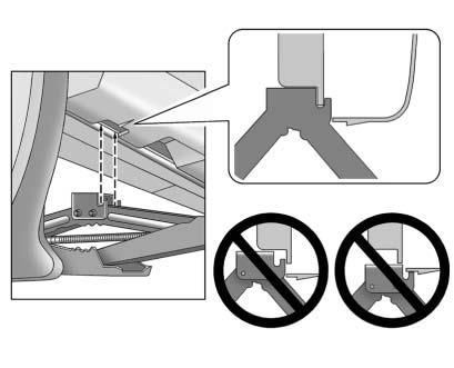 10-76 Vehicle Care The triangle is located near each wheel on the vehicle's exterior. Notice: If a jack is used to raise the vehicle without positioning it correctly, the vehicle could be damaged.