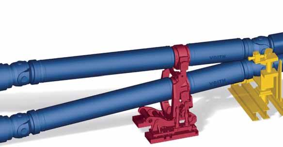 10.5 Universal joint shaft support systems Positioning and supporting a universal joint shaft and its wobbler and connection flanges requires a support mechanism.