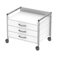 : 600 x 450 x 520 mm (w x d x h) 1 drawer 15598 2 drawers 15599 Variocar multipurpose trolleys with chromium plated frame The Variocar multipurpose trolleys have white shelves and drawers and are