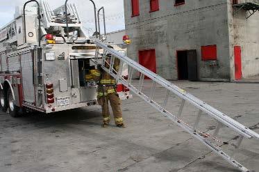 Note: In cases where the ladder is bedded flat, maintain contact with the near beam. 8.
