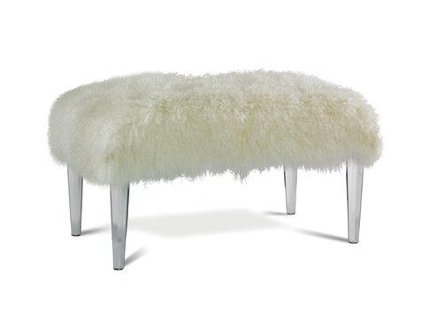 PRECEDENT FURNITURE L3269-OV Lily Leather Ottoman with Octagonal Acrylic Legs / W36 D24 H17 Standard finish Acrylic. No optional finishes available.