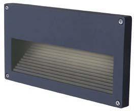Recessed LED wall light with downward distribution to illuminate floors and pathways without glare. IP65 Forte 6.