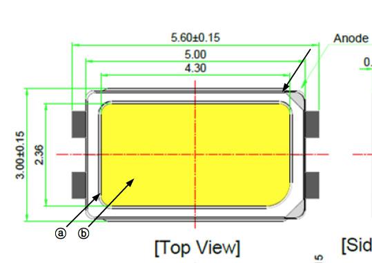 5 mm / 0.9 0.33 in LED Specification Figure : Samsung datasheet LM56B+, REV. Figure : Mechanical dimensions of LM56B+ Samsung datasheet: REV.