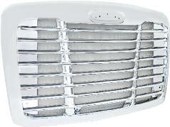 with Chrome Aluminum Bug Screen - Fits 2008 and Newer Freightliner Cascadia Trucks - Replace OEM