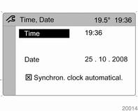 clock automatical. in the Time, Date menu. Language selection Press the Main button of the Infotainment system.