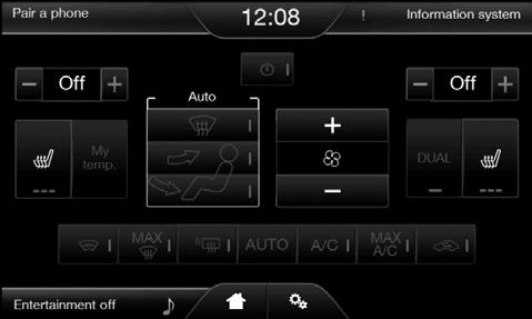 SYNC 2 CLIMATE Press the lower right corner on the touchscreen to access your climate control features.
