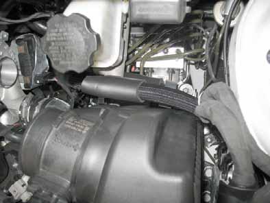 air filter box Align protection hoses on hose A and D to air filter box.