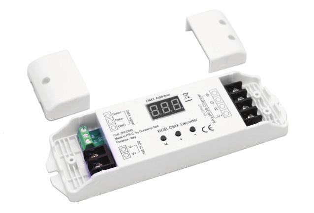 RGB Controllers Cat No Application Voltage Type Listing Dimensions ZKC-DMX Indoor 12-24V DC