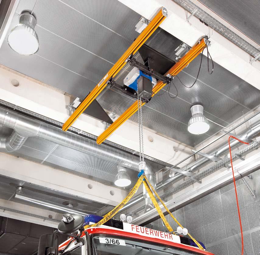 double-rail system Linear point-to-point coverage Load capacity: up to 2 t wide suspension spacing chain hoist