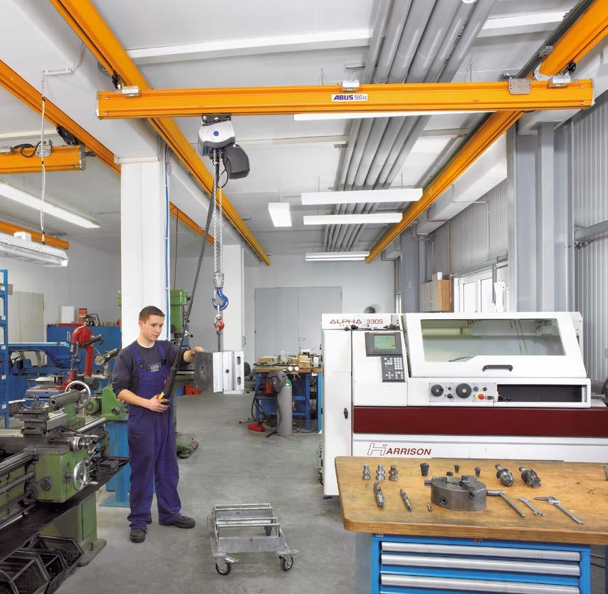 ABUS HB-System Variations on a powerful theme ABUS EHB single-girder crane Area coverage Load capacity: up to 1,25 t Crane girder length: up to 10 m (depending on load