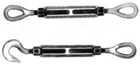 Turnbuckles Drop forged C-1035 Steel Galvanized coating Meet Federal specification FF-T-791B Type 1 Form 1 Dia Take Up Length Safe Type 0780400 1/4x4 400 lbs Hook & Eye 0780401