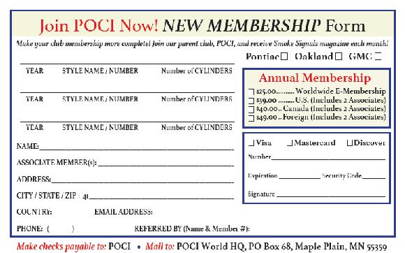 Minnesota Tomahawk Chapter Membership Application Form POCI Membership Number: Membership in the Pontiac Oakland Club International is encouraged (see poci.