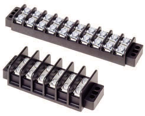 Double Row Terminal Blocks Series TB200 & TB200HB Specifications Ratings: Volts: 300V* (TB200) 600V* (TB200HB) Amps: 30A* TB200-10SP Center Spacing: 0.437 or 7/16 (11.
