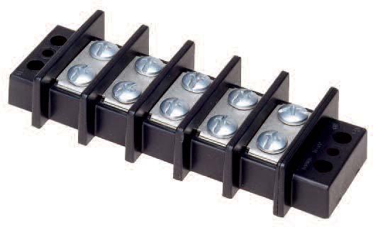 Double Row Terminal Blocks Series TB400 Specifications Ratings: Volts: 600V Amps: 75A Center Spacing: 0.687 or 11/16 (17.
