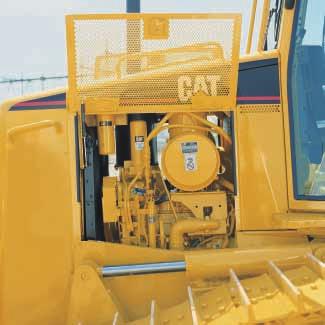 Engine enclosure is tapered as it reaches the cab. Large amounts of glass area in cab. Controls are ergonomic for easier operation and better efficiency. Accessibility and Serviceability.
