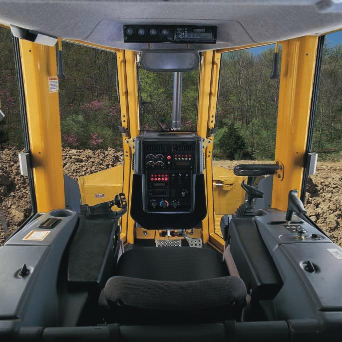 This allows for excellent visibility to the blade, rear and sides of the machine. New door and window seal design allows for a fully pressurized low dust cab.
