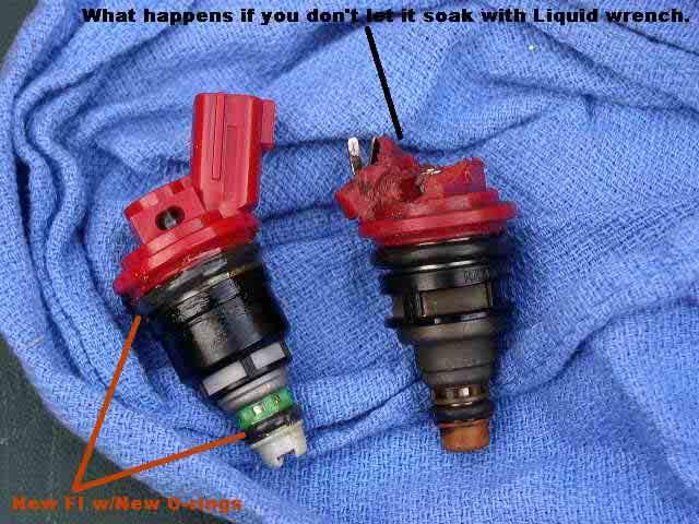 6) Now that you are ready to pull out the injector soak the injector with Liquid Wrench overnight. Without it, chances are you ll get nowhere.