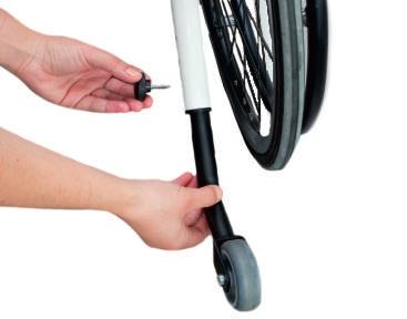 Wheels 6.1.1. Rear casters Wheelchair s frame is equipped with 2 small casters to avoid a significant tilt or roll-over.