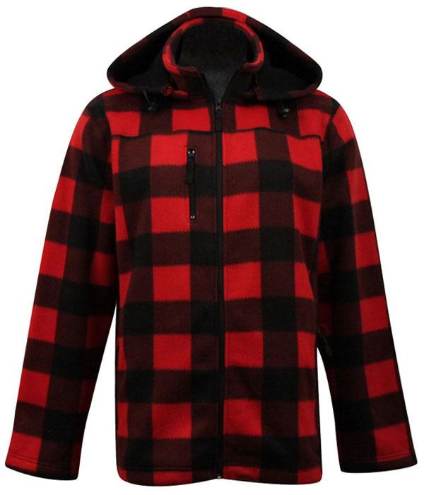 W/Detachable Hood 5018 Men's Plaid Jacket W/Detachable Hood 95% Polyester, 5%