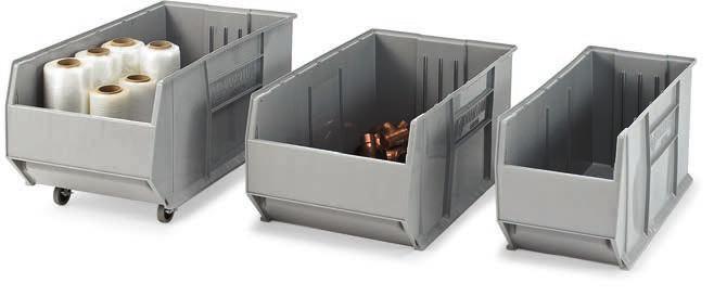 1182927-V 23 7 /8"W Pallet Rack Bins Plastic Bins without casters are stackable Maximize your pallet rack space these bins are made to fit all 42" deep pallet racks.