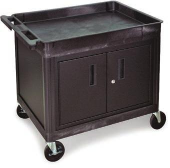 Tub Top Utility Cart with Cabinet Injection-molded polyethylene 400-lb. capacity Polyolefin casters 50% post-industrial recycled content SAVE INTRODUCTORY PRICING!