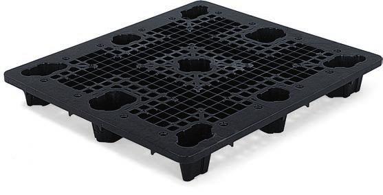 Injection Molded Pallets 100% post-industrial recycled injection-molded polyethylene Recyclable Nestable Flow-through design is easy to steam clean.