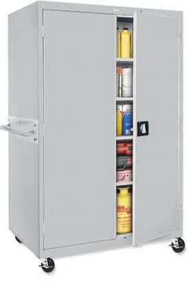 Mobile Storage Cabinets 200- to 230-lb. capacity per shelf 22-gauge steel All-welded Single-point lock (36"H); three-point lock (66 78"H) Four s!