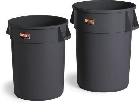 BRUTE Round Containers 10 55-gal. capacity Non-slip grip handles. Shown with optional dollies. Call for information. RED YELLOW GREEN BLUE GRAY BLACK WHITE Description No. No. No. No. No. No. No. $ 10-gal.