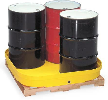 175 34- and 66-gallon sump capacities Blow molded polyethylene Two-drum models will also store one drum cradle.