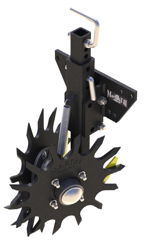 WA1332 Martin WA1332 and WA1334 Row Cleaners Shown with MT772 Rigidly mounted directly to planter unit face plate Easily adjustable in 1/4 increments with lift assist handle and spring Movable axles,