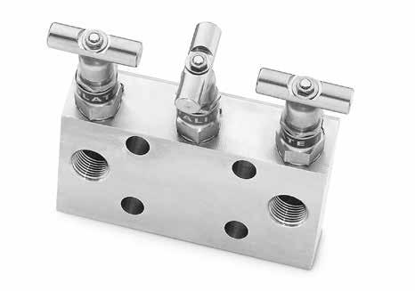 VE Series Direct-Mount Manifolds 3-Valve Manifold Direct mounting to instrument on 2.12 in. (54.